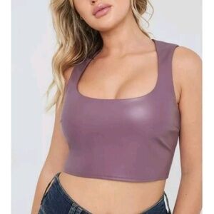Garage Purple Mauve Faux Leather Top